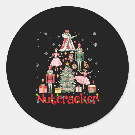 Funny Nutcracker Squad Christmas Tree 2024 Men Wom ラウンドシール (正面)
