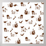 Funny NZ birds science pattern ポスター<br><div class="desc">A pattern of New Zealand birds doing science experiments. A funny design for a science teacher or student. The birds include kiwi,  takahe,  pukeko,  fantail,  weka,  kereru,  wood pigeon and rock wren. The birds are reading science books and conducting physics and chemistry experiments.</div>