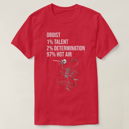 Funny Oboist Music Orchestra Skeleton Oboe Player  Tシャツ (デザイン正面)