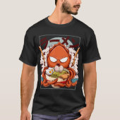 Funny Octopus Chef Holding Ramen Bowl Tシャツ (正面)
