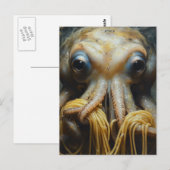 Funny Octopus Eating Spaghetti ポストカード (正面/裏面)