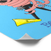 Funny octopus hugs diver cartoon humour  ポスター (角)