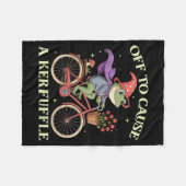 Funny Off To Cause A Kerfuffle Whimsical Wizard Fr フリースブランケット (正面(横))