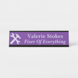 Funny Office Fixer Of Everything Silhouette Purple デスクネームプレート