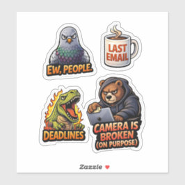 Funny Office Rage Sticker Sheet Pack シール