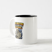 Funny Office Skeleton Meeting Email Coffee Mug ツートーンマグカップ (正面左)