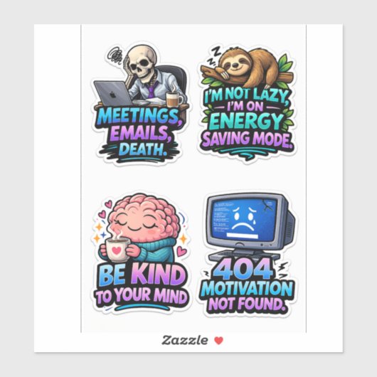 Funny Office Survival Sticker Sheet Pack シール (シート)