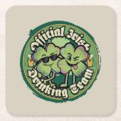 Funny Official Irish Drinking Team Vintage 90s スクエアペーパーコースター (正面)