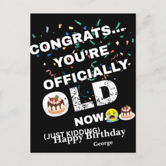 Funny Officially Old Birthday - Bold Meme Style シーズンポストカード