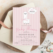 Funny Oh Mmama Llama Cute Pink Baby Girl Shower 招待状