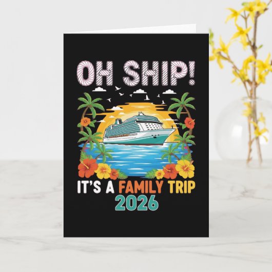 Funny Oh Ship Cruise 2026 Family Vacation Matching カード (黄色い花)