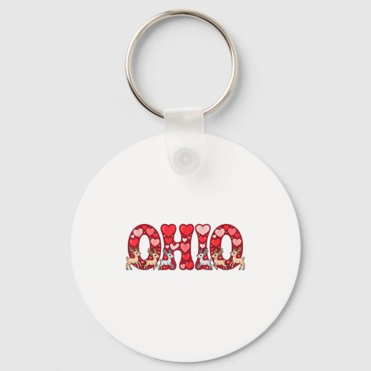 Funny Ohio Deer Midwestern Party O-h-i-o In Valent キーホルダー (正面)