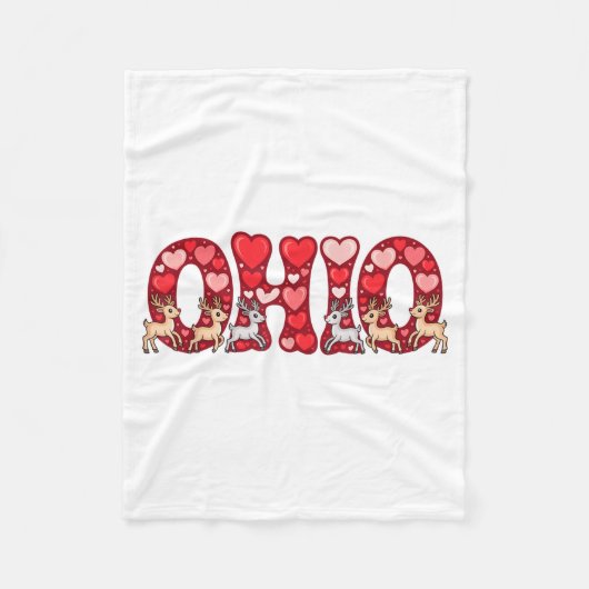 Funny Ohio Deer Midwestern Party O-h-i-o In Valent フリースブランケット (正面)