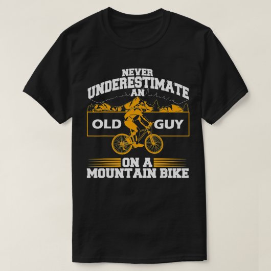 Funny Old Biker Mountain Bike Gift Cute Bicycle R Tシャツ (デザイン正面)