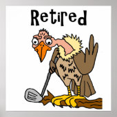Funny Old Buzzard Playing Golf Retired Cartoon ポスター (正面)
