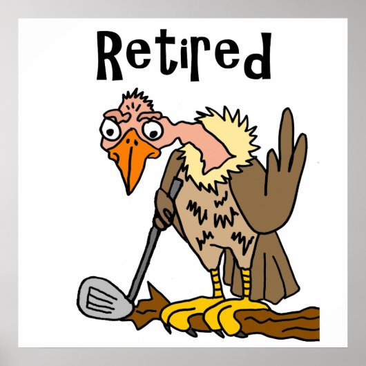 Funny Old Buzzard Playing Golf Retired Cartoon ポスター (正面)
