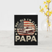 Funny Old Car Clic American Us Flag Mens Dad Papa  カード (黄色い花)