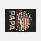 Funny Old Car Clic American Us Flag Mens Dad Papa  フリースブランケット (正面(横))