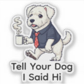 Funny Old English Sheepdog Business Suit Coffee シール (正面)