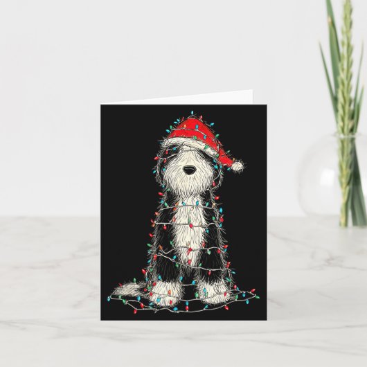 Funny Old English Sheepdog Christmas Graphics Dog  カード (正面)