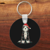 Funny Old English Sheepdog Christmas Graphics Dog  キーホルダー (正面)