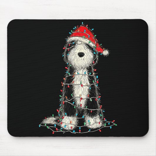 Funny Old English Sheepdog Christmas Graphics Dog マウスパッド (正面)