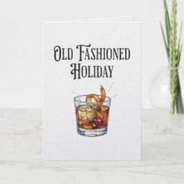 Funny Old Fashion Holiday Cocktail Christmas  カード