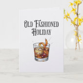 Funny Old Fashion Holiday Cocktail Christmas  カード (黄色い花)