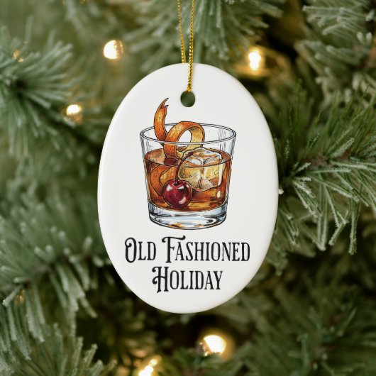Funny Old Fashion Holiday Cocktail Christmas  セラミックオーナメント (ツリー)