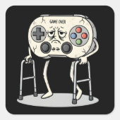 Funny Old Gamer Gaming Retro 80s 90s Video Game スクエアシール (正面)