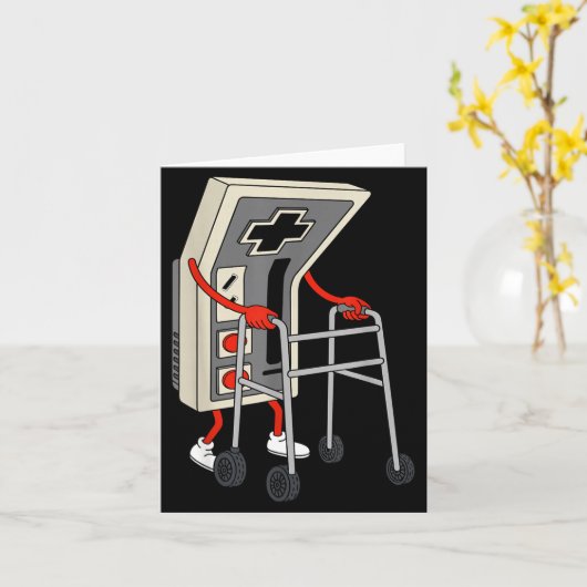 Funny Old Gamer Gaming Retro 80s 90s Video Game Ol カード (黄色い花)