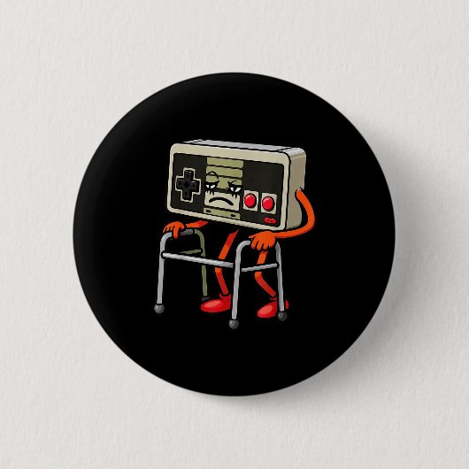 Funny Old Gamer Gaming Retro 80s 90s Video Game Ol 缶バッジ (正面)