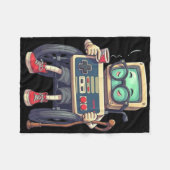 Funny Old Gamer Retro 80s 90s Video Game Controlle フリースブランケット (正面(横))
