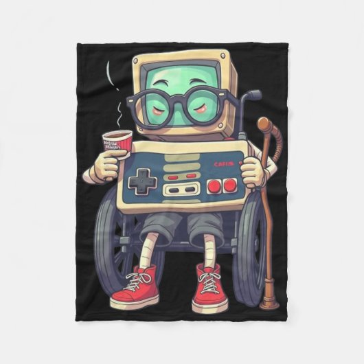Funny Old Gamer Retro 80s 90s Video Game Controlle フリースブランケット (正面)