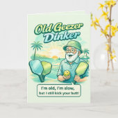 Funny Old Geezer Dinker Pickleball Greeting Card カード (黄色い花)