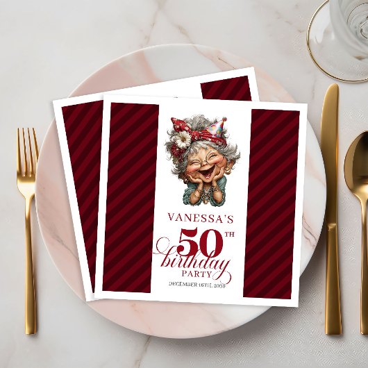 Funny Old Lady 50th Birthday Napkins Table Party