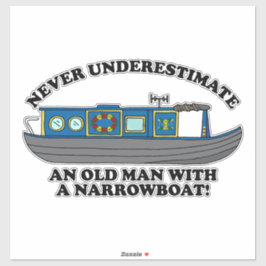 Funny Old Man with Narrowboat Quote シール