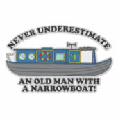 Funny Old Man with Narrowboat Quote シール (正面)