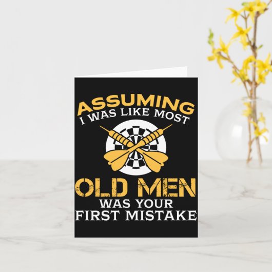 Funny Old Men Who Loves Darting  カード (黄色い花)