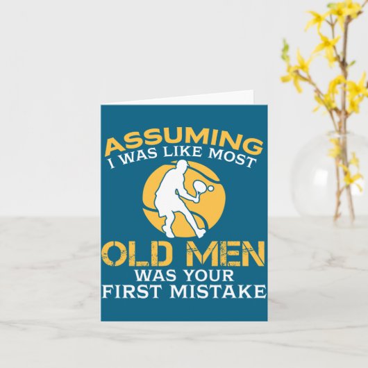 Funny Old Men Who Loves Tennis カード (黄色い花)