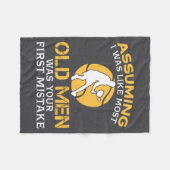 Funny Old Men Who Loves Tennis フリースブランケット (正面(横))