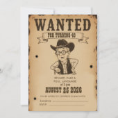 Funny Old West Wanted Poster 40th Birthday 招待状 (正面)