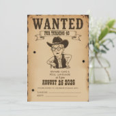 Funny Old West Wanted Poster 40th Birthday 招待状 (スタンド正面)