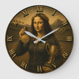 Funny Olympic Champion Mona Lisa Champion Trophy ラージ壁時計