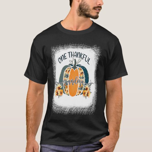 Funny One Thankful Grandma Flower Pumpkin Fall Aut Tシャツ (正面)