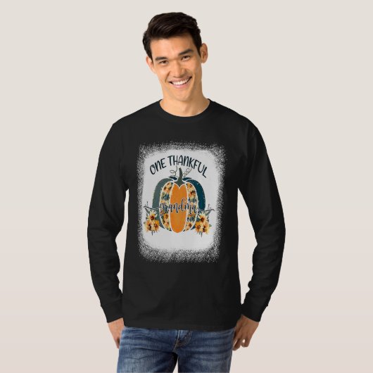 Funny One Thankful Grandma Flower Pumpkin Fall Aut Tシャツ (正面フル)