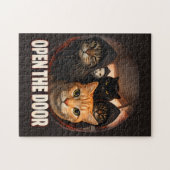 Funny "Open The Door" Cats in Hoodies  ジグソーパズル (横)