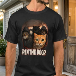 Funny "Open The Door" Humorous Feline Meme Tシャツ