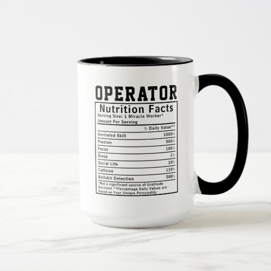 Funny Operator Nutrition Facts machine operator マグカップ (右)