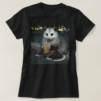 Funny opossum Drinking  Coffee Shirt Cute Animal Tシャツ